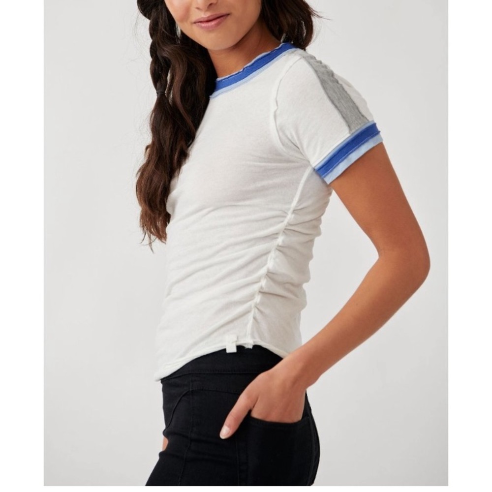 NWT! FREE PEOPLE Sporty Mix Tee / Nilla Cream
